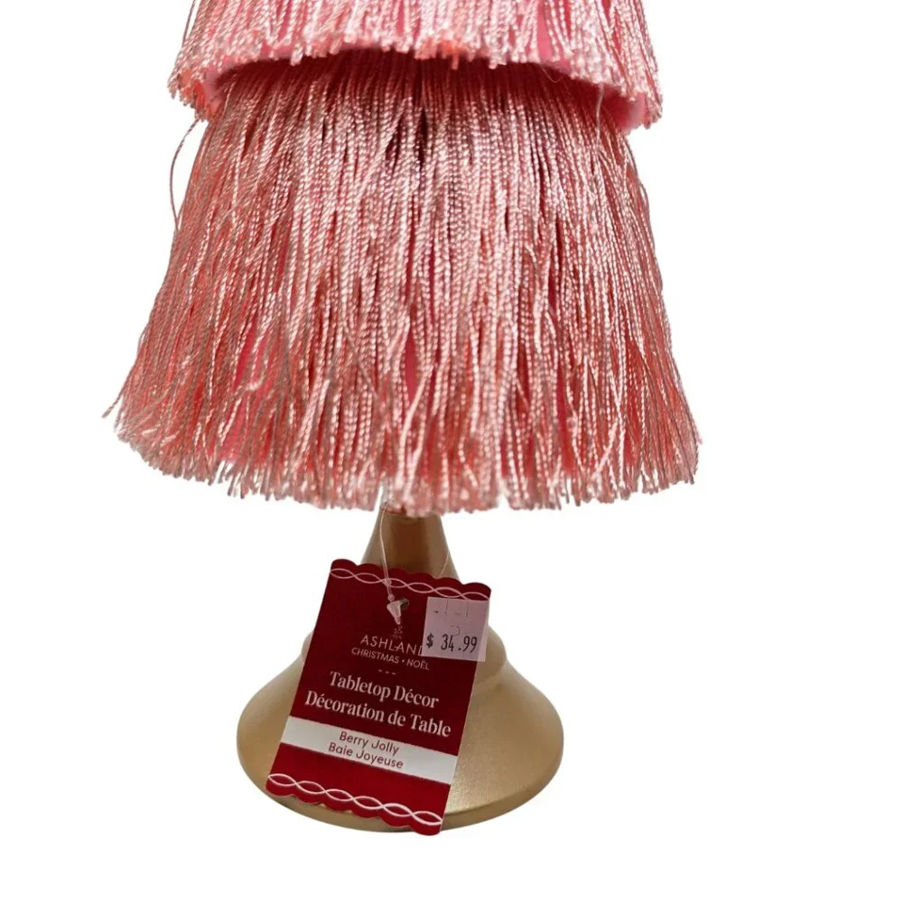Ashland Tassel Tiered Tree Tabletop Decor w/ Matted Gold Star Tree Topper NEW